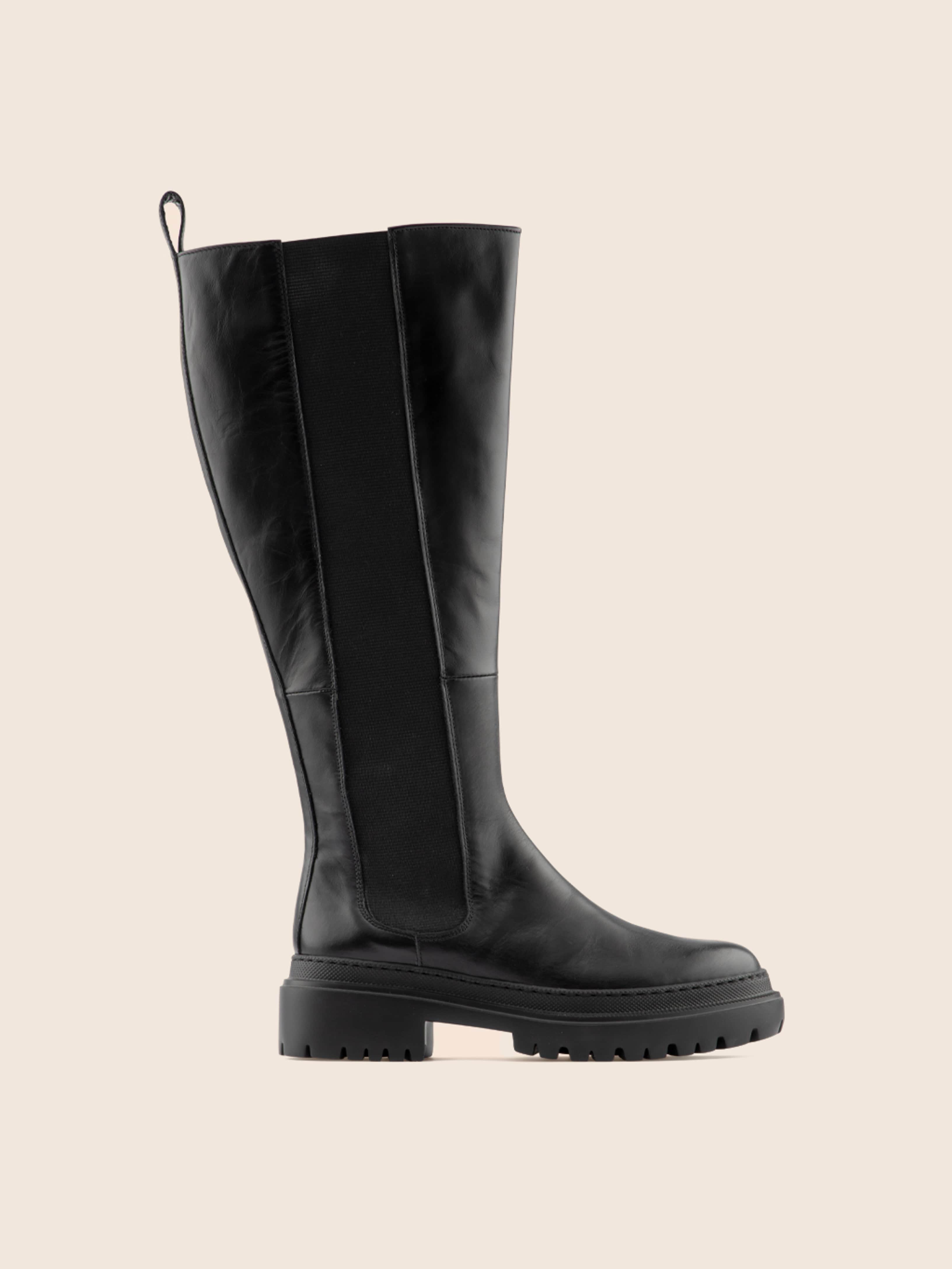 ◆KOMOREBI MUSEUM◆ KM011 Wide Classic Long Boots Black Blac Monza Wide Calf Black Leather Boots | High End | Maguire Shoes