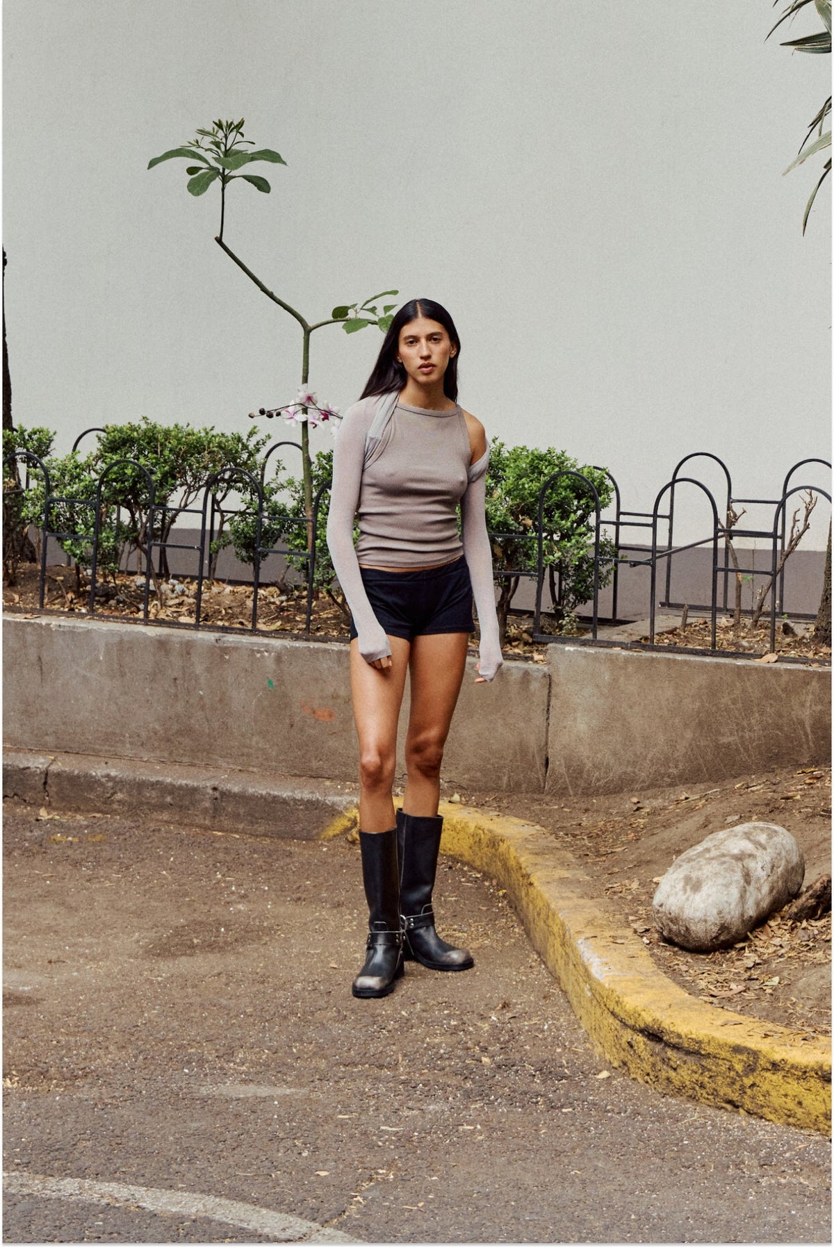 Women's tan ankle boot worn