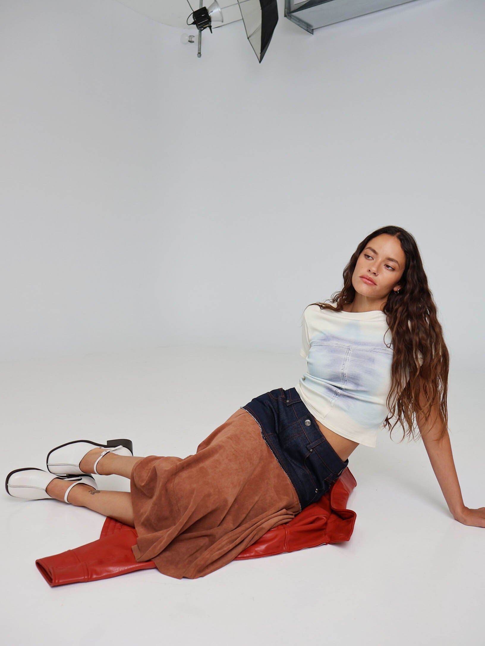 Women's cream heel worn 