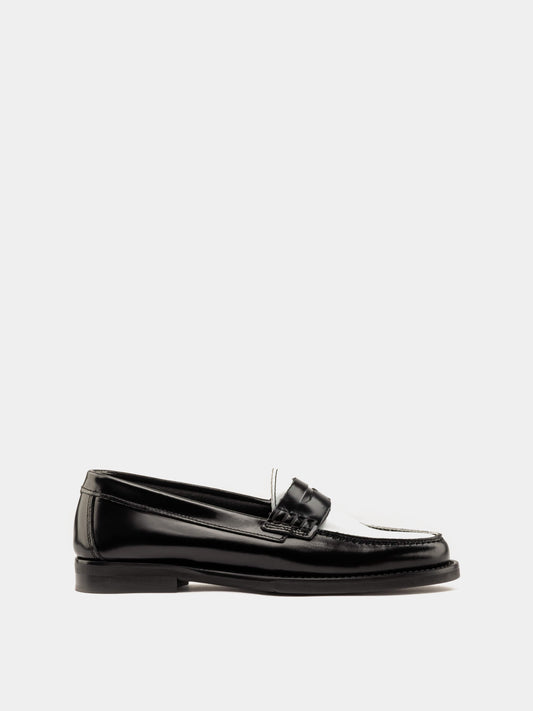 black and white loafer