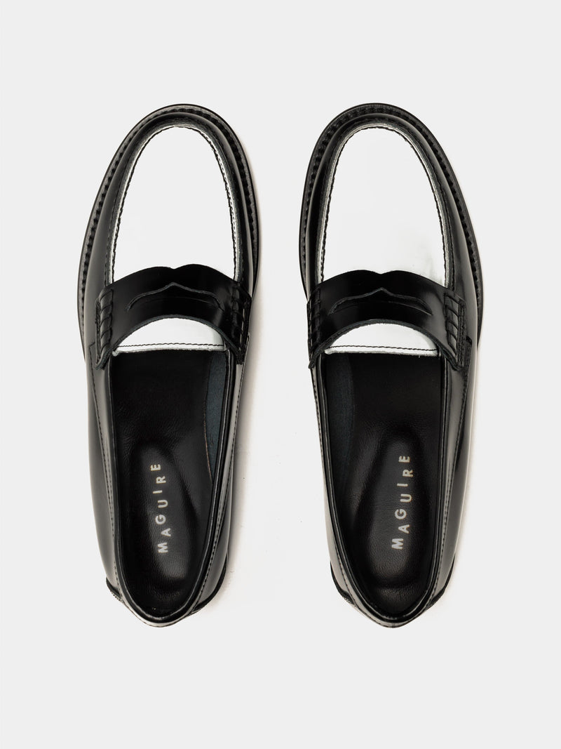 black and white loafers