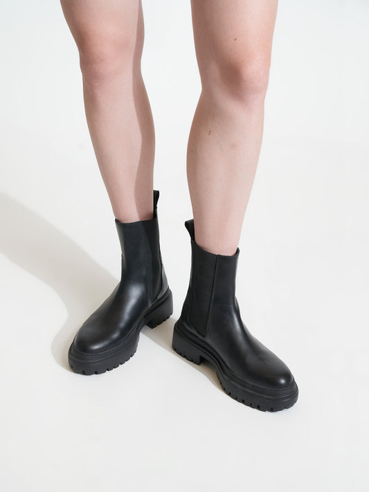 Corticella Black Leather Unlined Boot