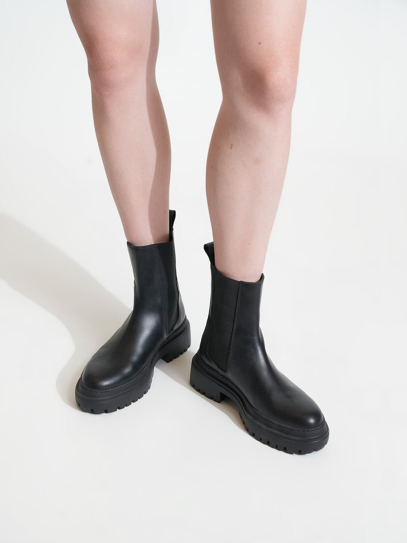 Corticella Black Leather Unlined Boot