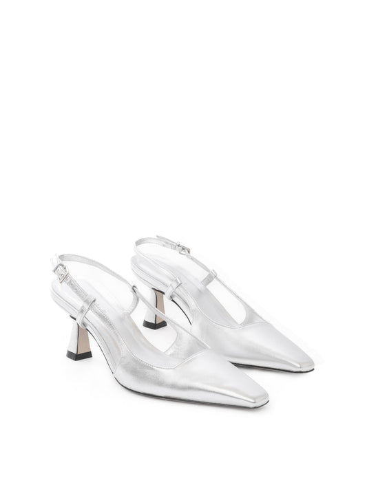Silver slingback heels
