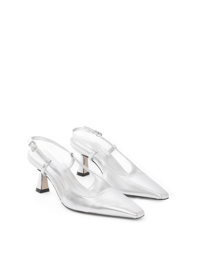 Silver slingback heels