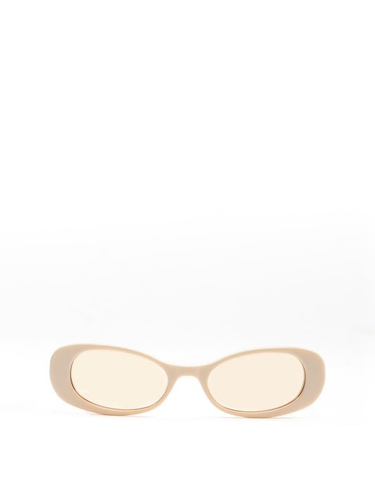 Cream oval sunglasses with cream lense