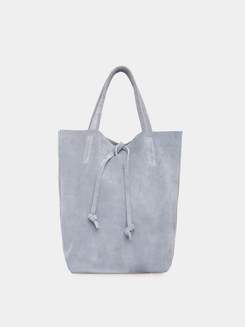 Blue suede mini leather tote bag