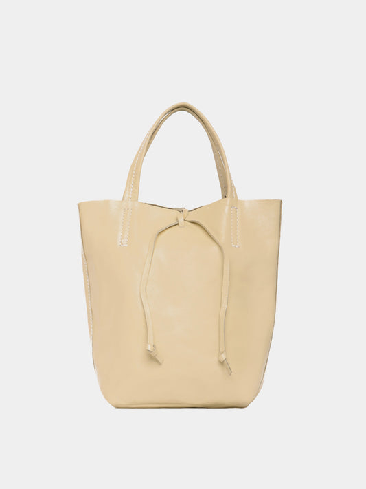 Butter coloured mini leather toate bag