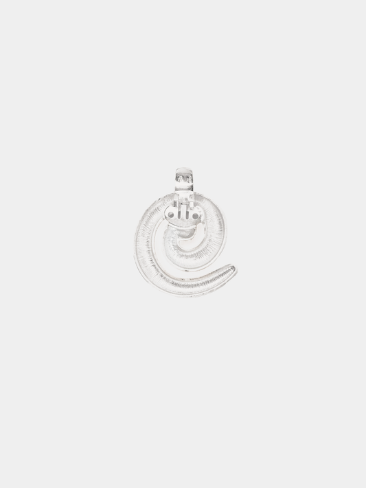 Silver swirl shoe clip, back clasp view