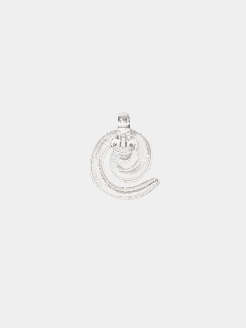 Silver swirl shoe clip, back clasp view