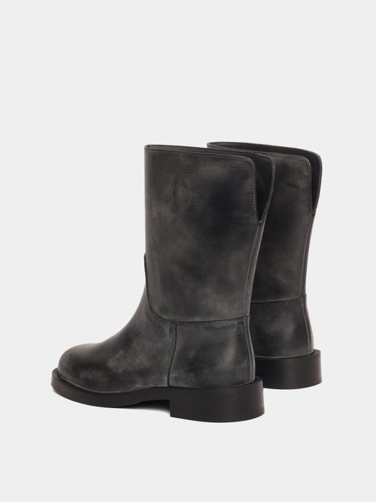 Black leather boots