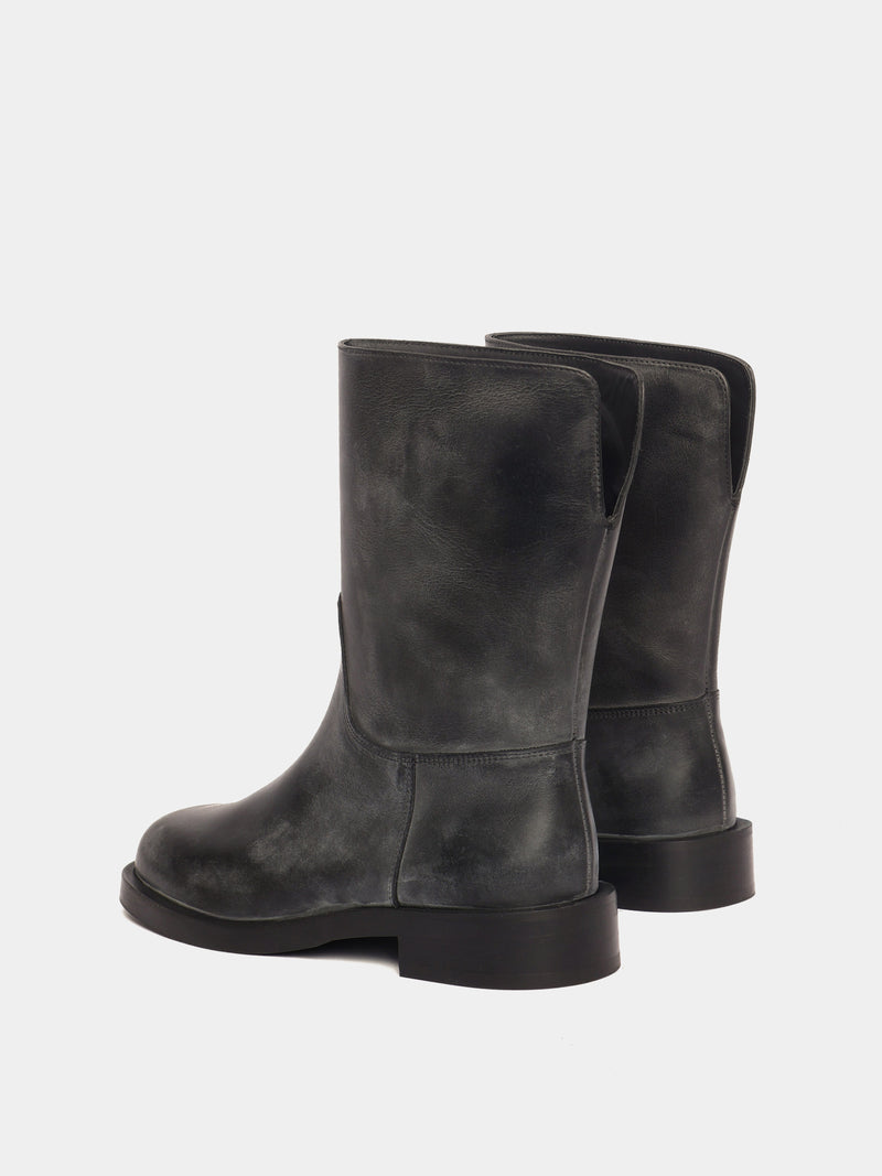Black leather boots