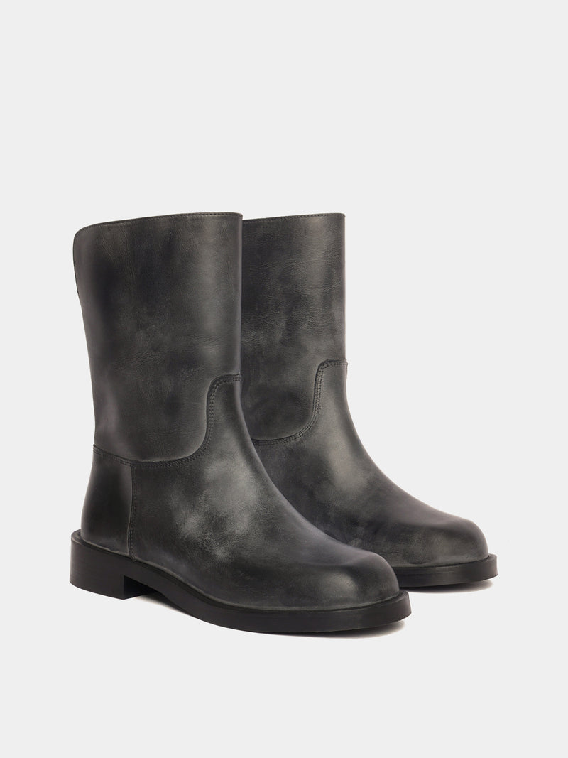 Black leather boots
