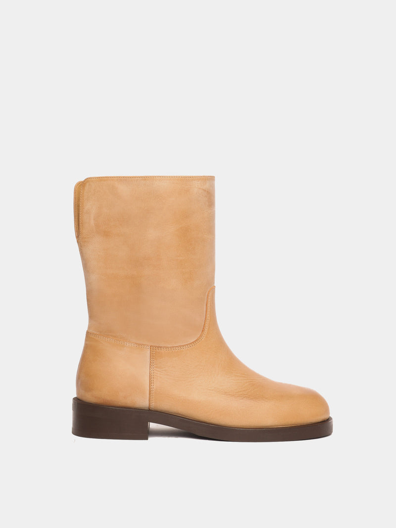 Tan leather boot
