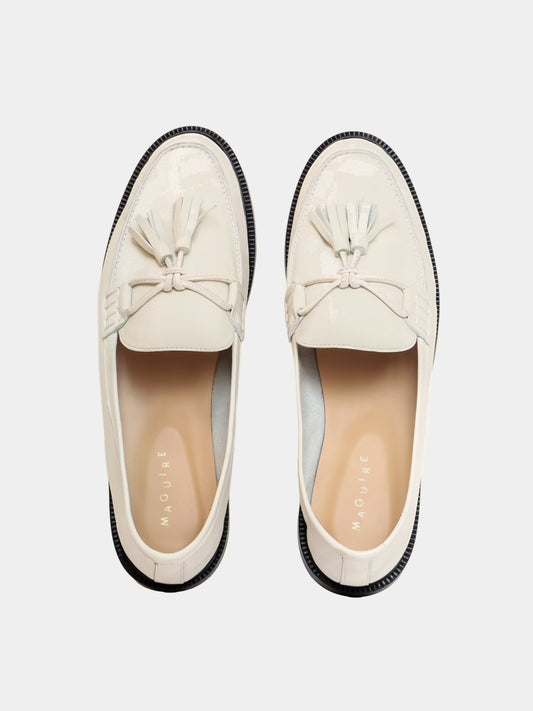 cream leather loafer with tassel