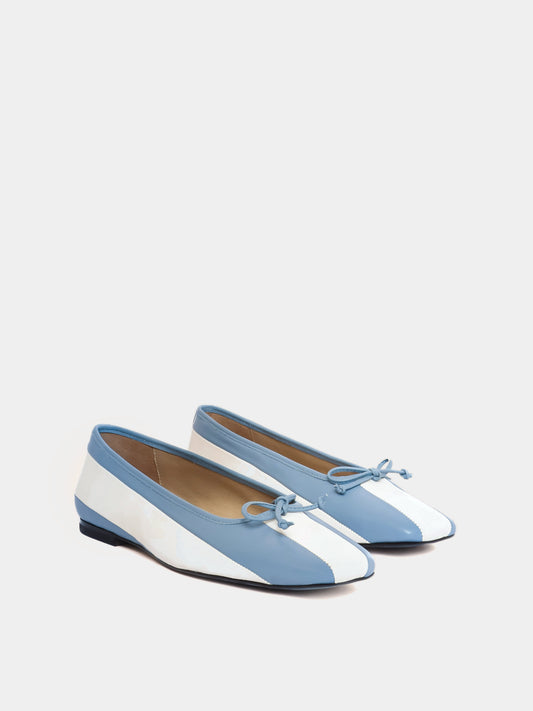 striped ballet flat blue and white