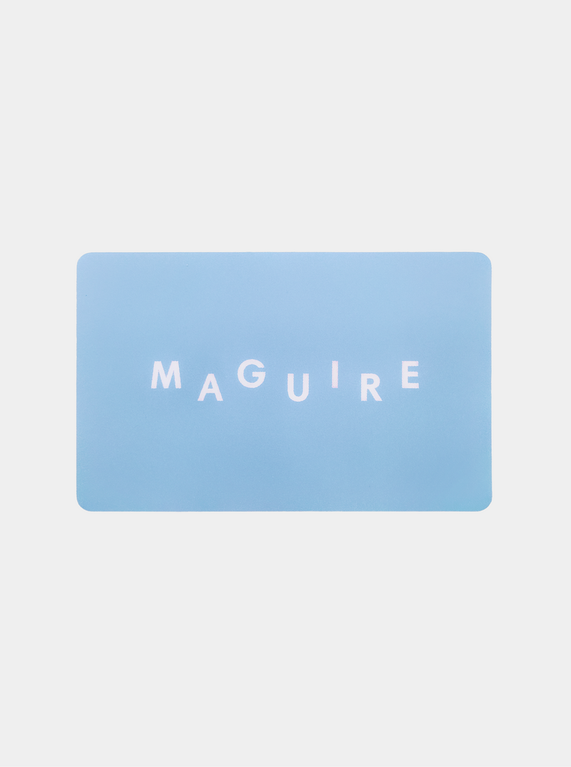 blue gift card with maguire logo