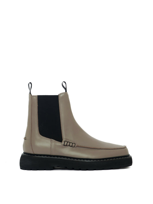 Taupe box leather chelsea boots