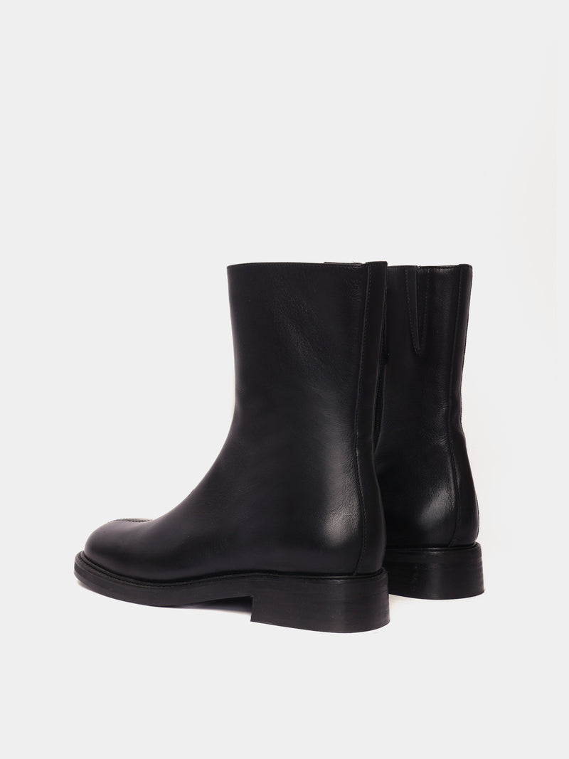 Black leather ankle boots