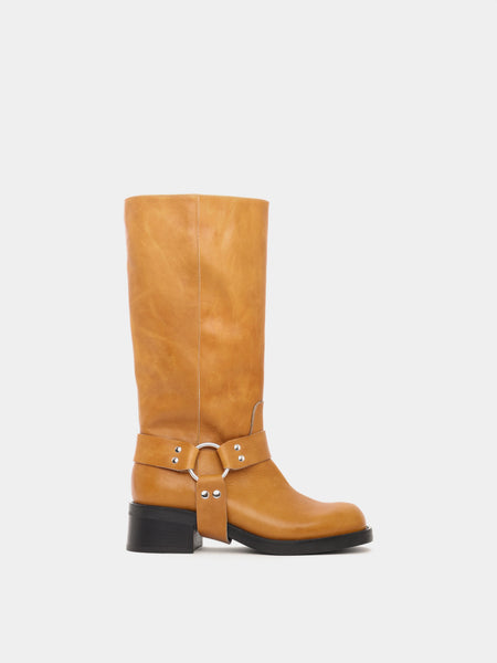 Lucca Knee High Biker Boot Dijon | Maguire Shoes – Maguire Shoes USA