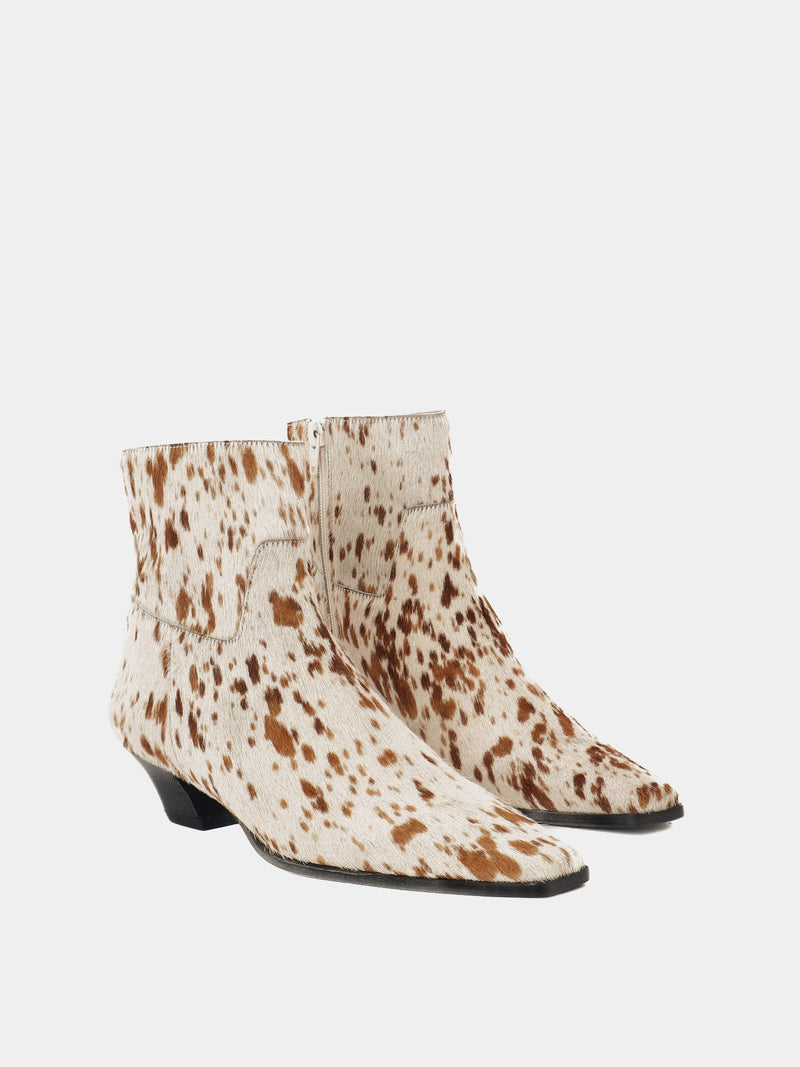 Pony hair bambi pointed-toe ankle boots