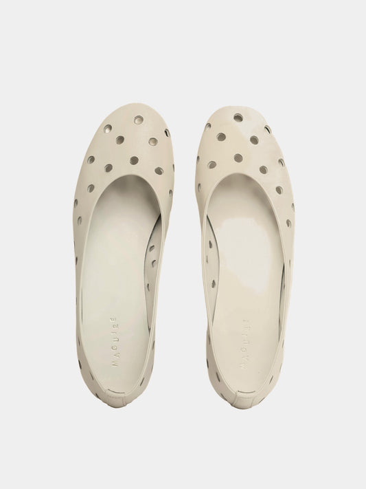 perforated cream ballet flat