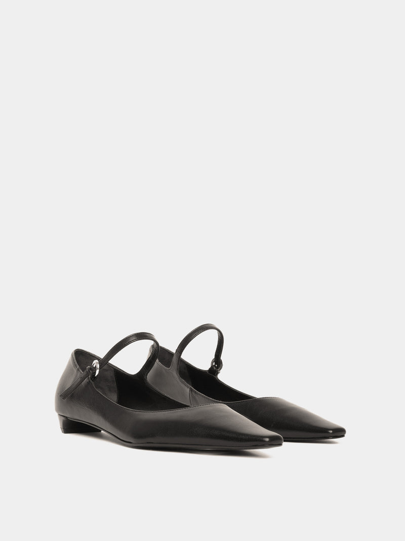Black pointy mary-jane ballerinas