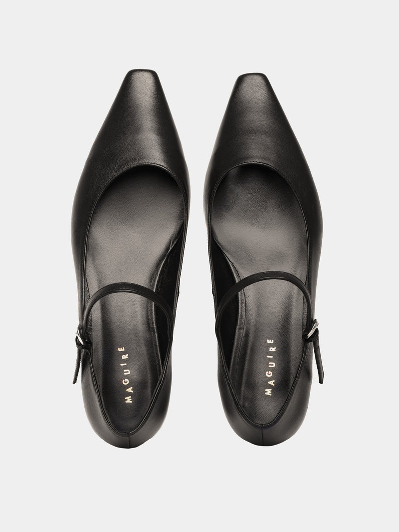 Black pointy mary-jane ballerinas