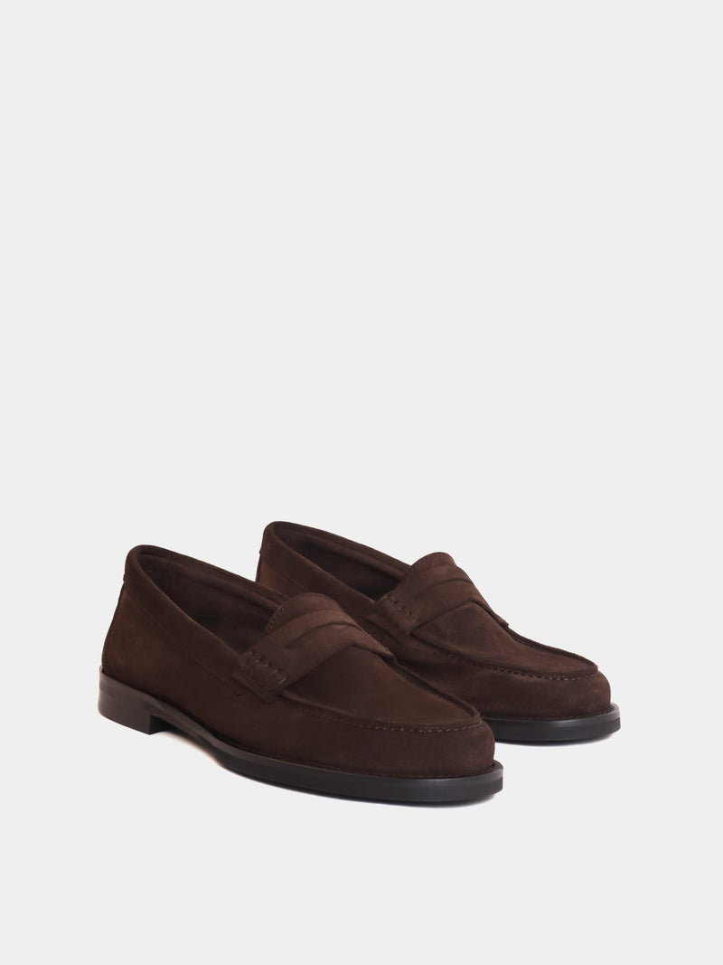 brown suede loafers