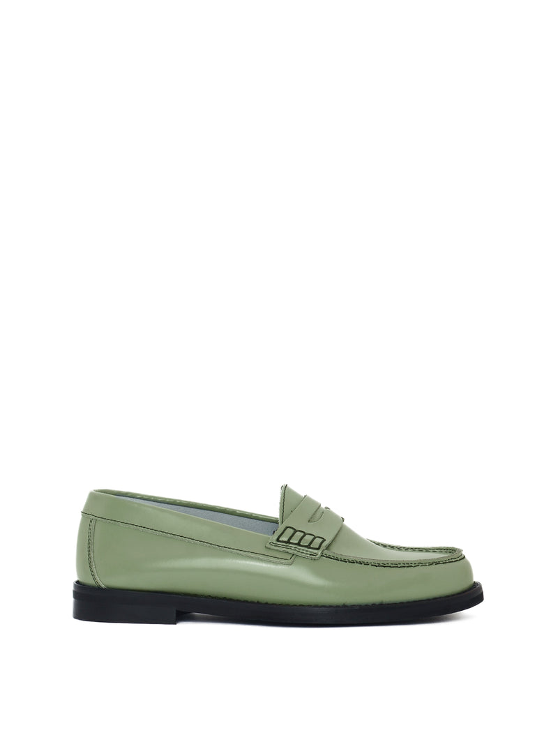 Sage box leather penny loafers