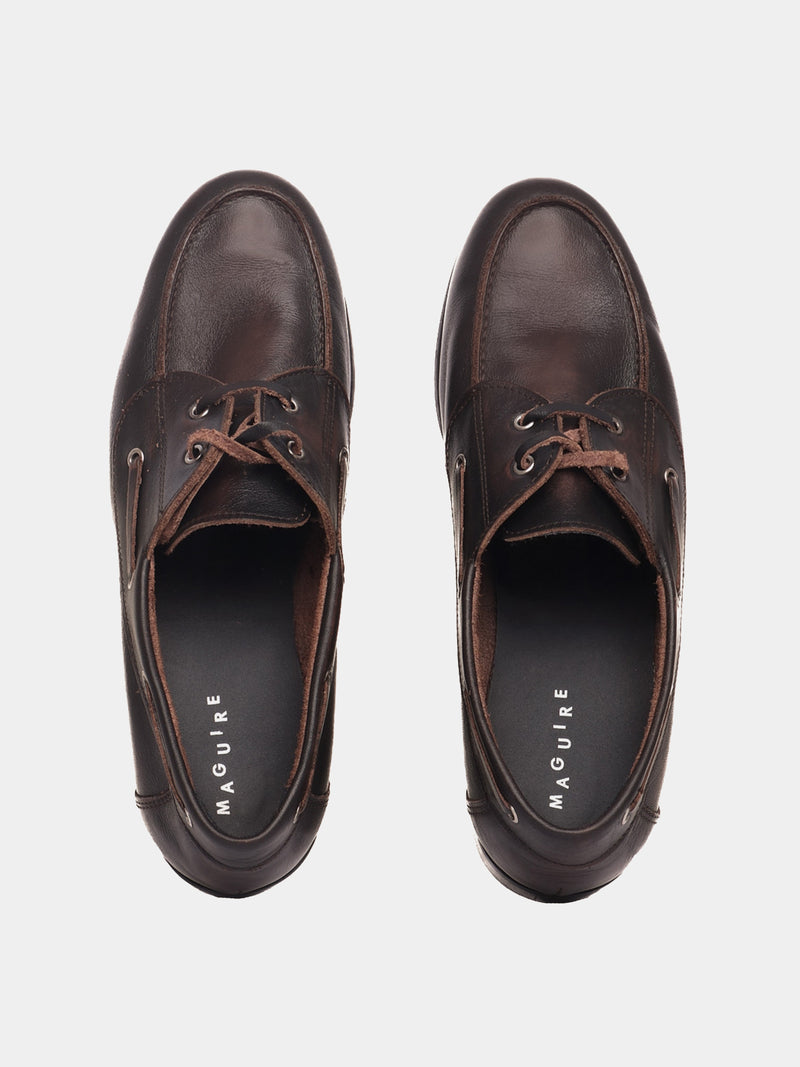 Brown leather boat shoes