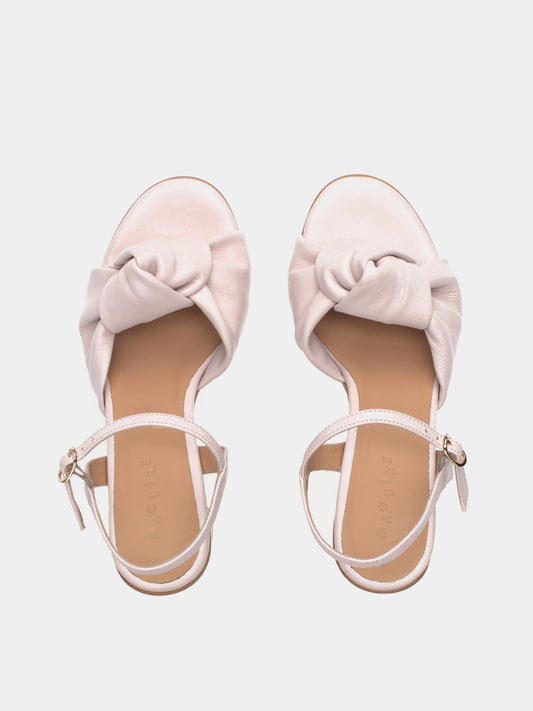 Pastel pink heel with knotted upper and ankle strap