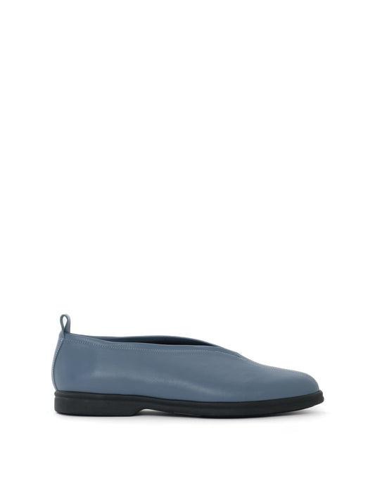 Blue slip-on leather flat