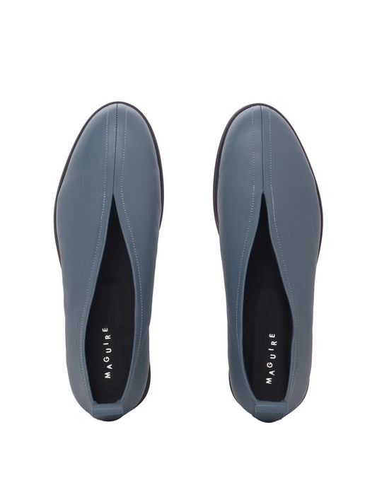 Blue slip-on leather flats