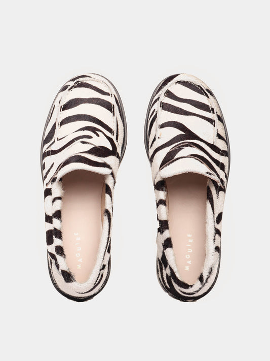Zebra pony hair penny loafers