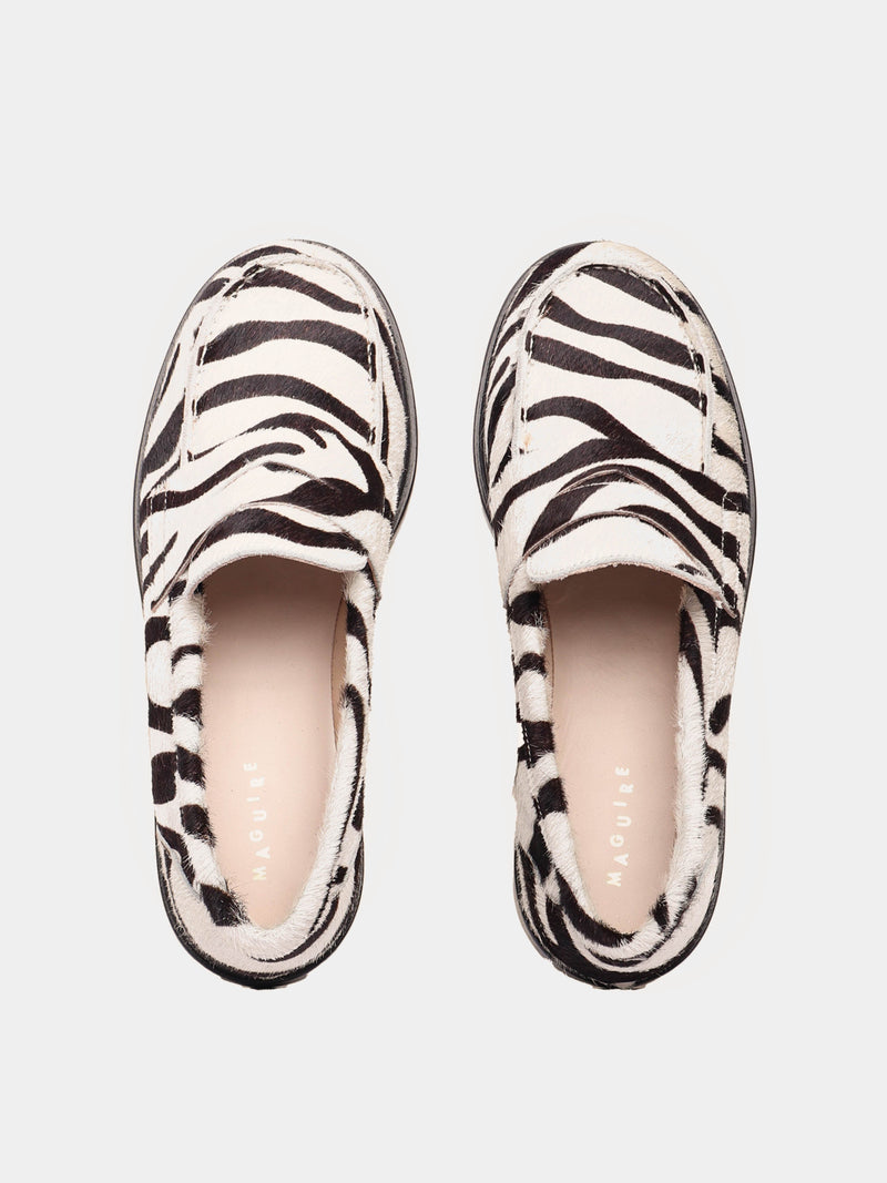 Zebra pony hair penny loafers