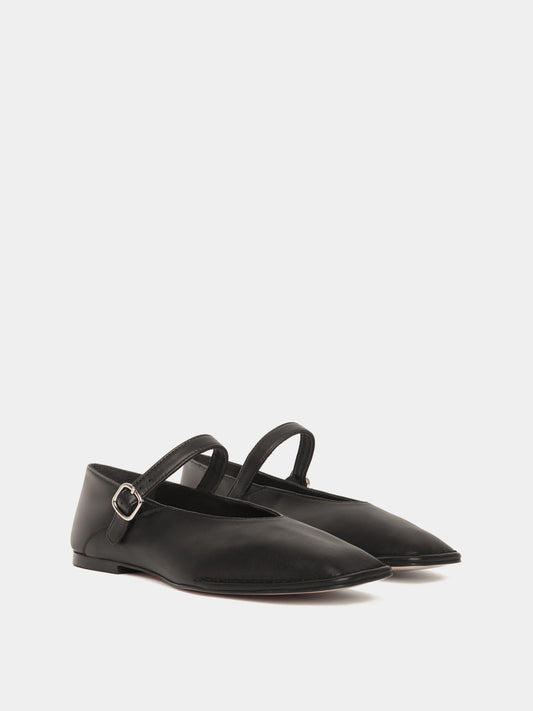 Black mary-jane flats with a square toe