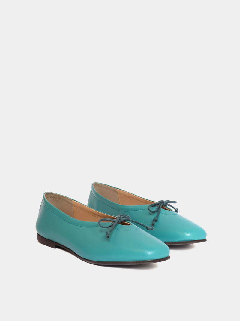 Turquoise ballet flat with small bow