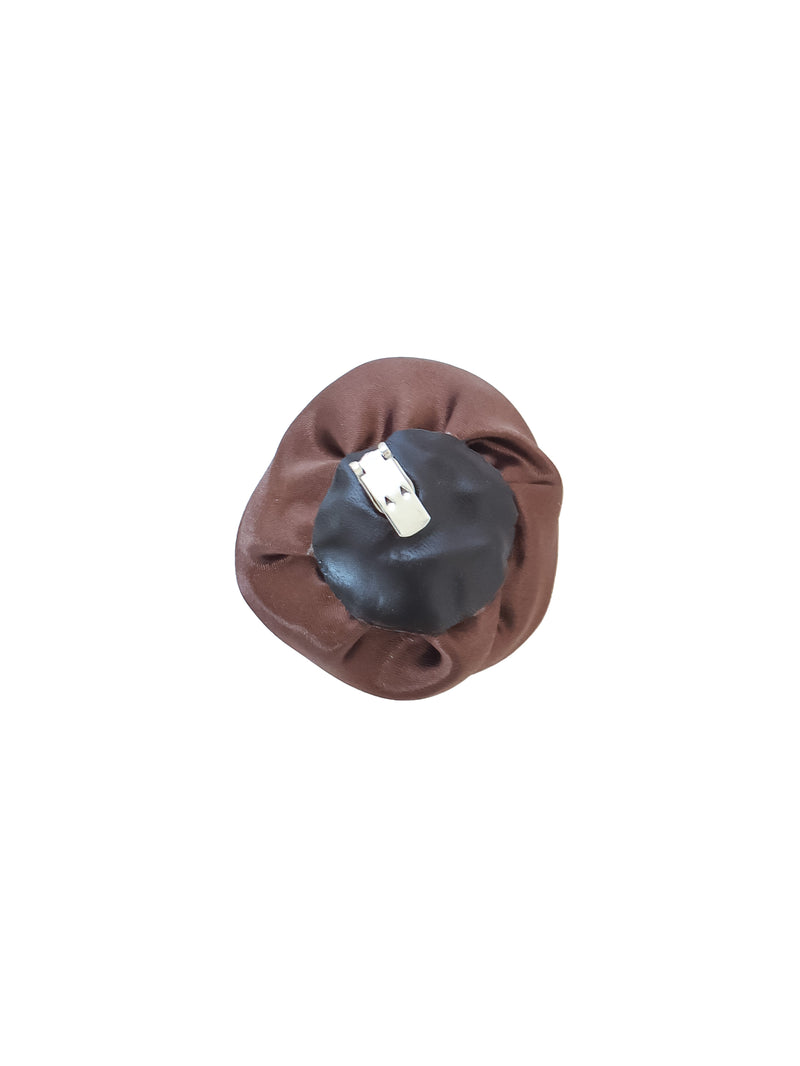 Brown satin rose clip