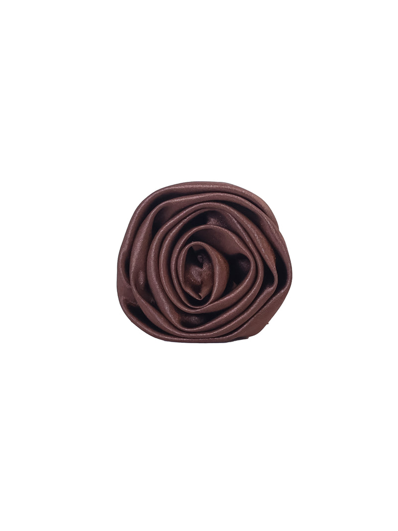 Brown satin rose clip