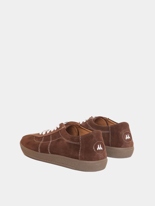 Brown suede low-profile sneaker