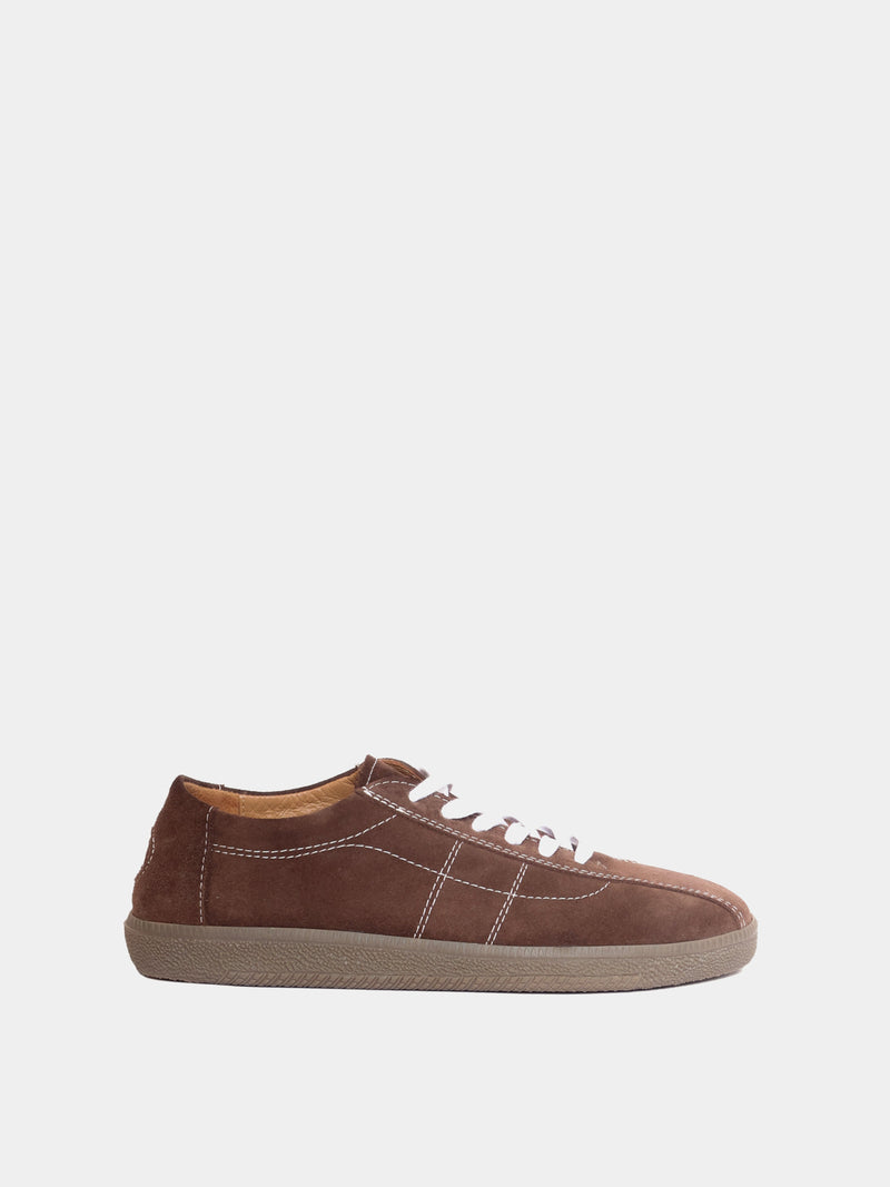 Brown suede low-profile sneaker