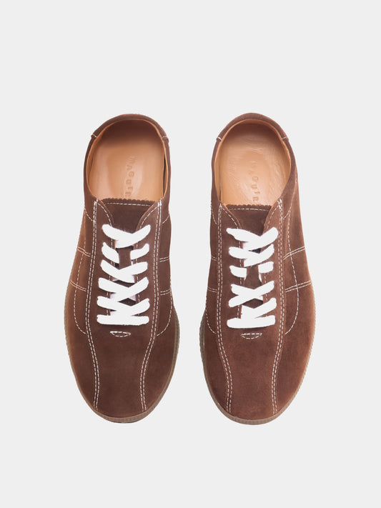 Brown suede low-profile sneaker