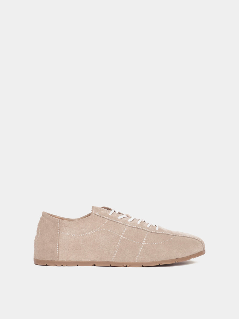 Sand suede low-profile sneaker