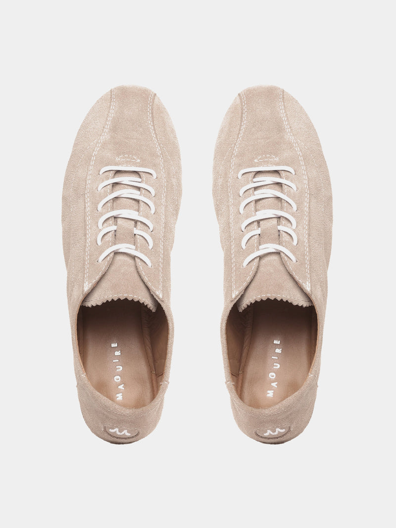 Sand suede low-profile sneaker
