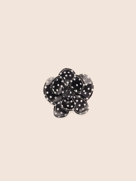 Stitch Flower Clip Black Polka Dot