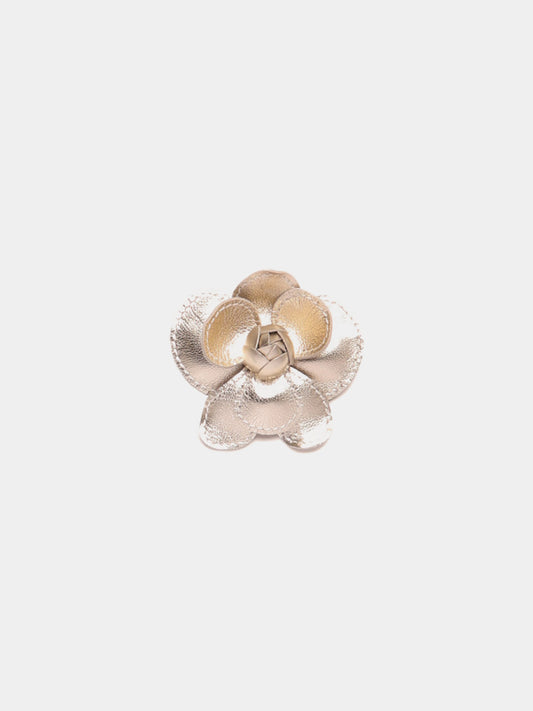 Gold metallic flower shoe clip