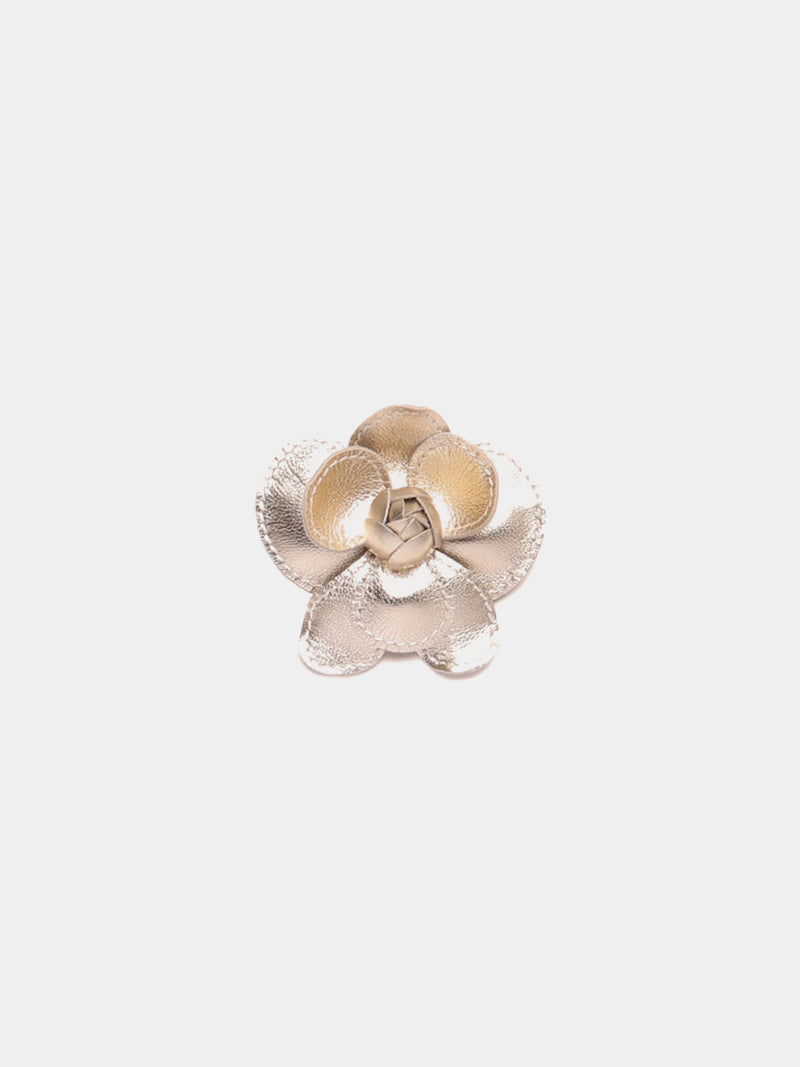 Gold metallic flower shoe clip