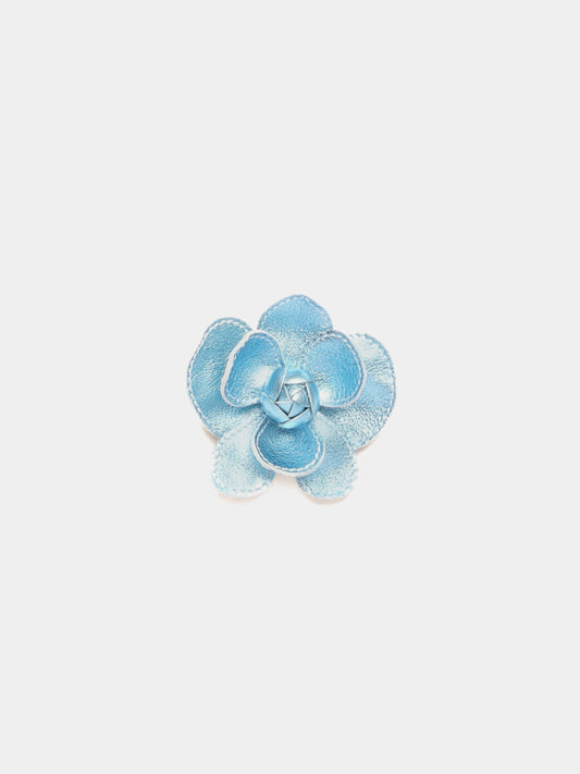 Ice blue metallic flower shoe clip