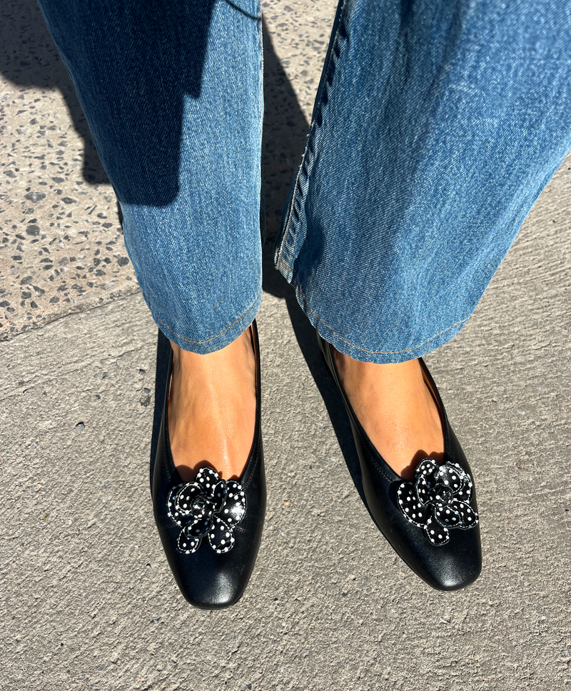 Stitch Flower Clip Black Polka Dot